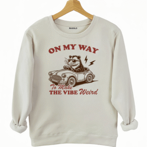 On My Way Raccoon Car Sweatshirt